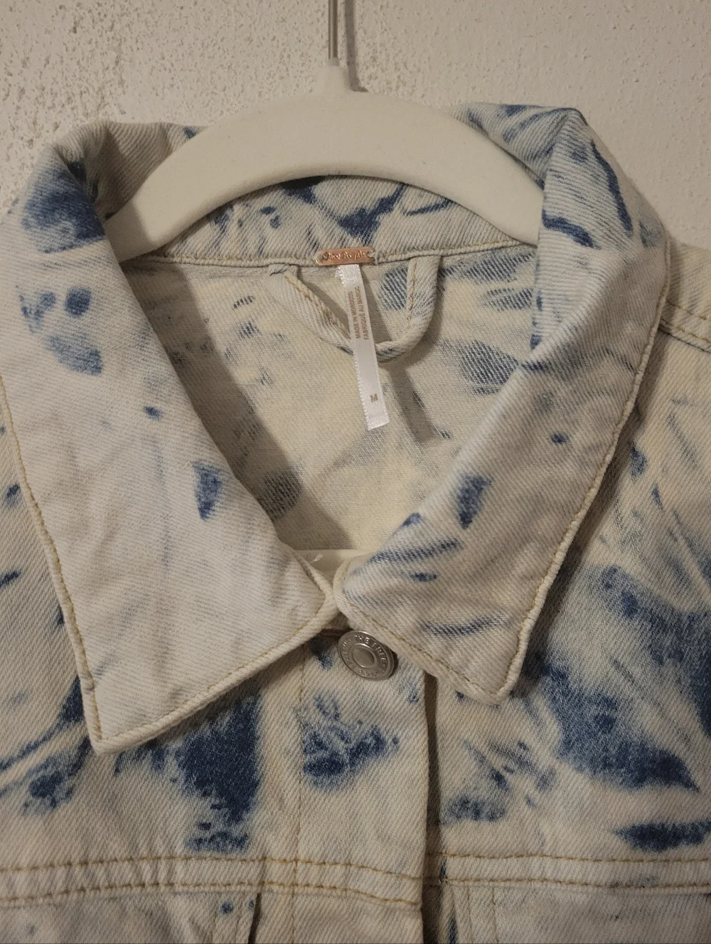 Free People Rumors Denim Jean Jacket- Jones Tie Dye Blue - Picture 8 of 13